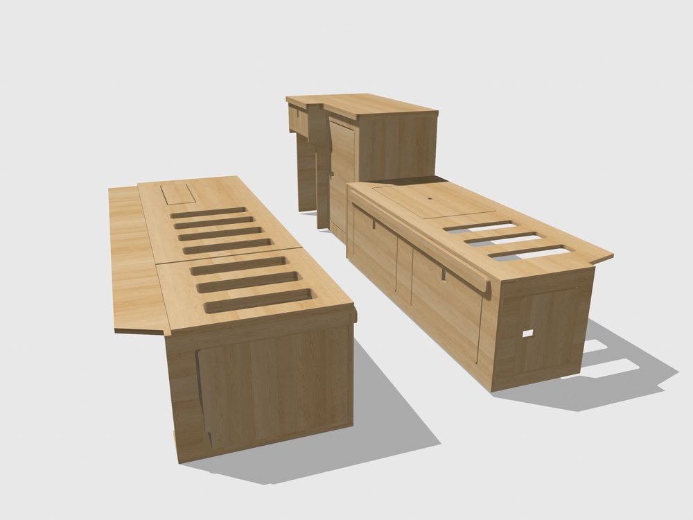 Mountain Range Full Van Setup - Campervan Furniture Bench Seating, Pull Out Kitchen - All Birch Ply - Cymru Camper Furniture Site