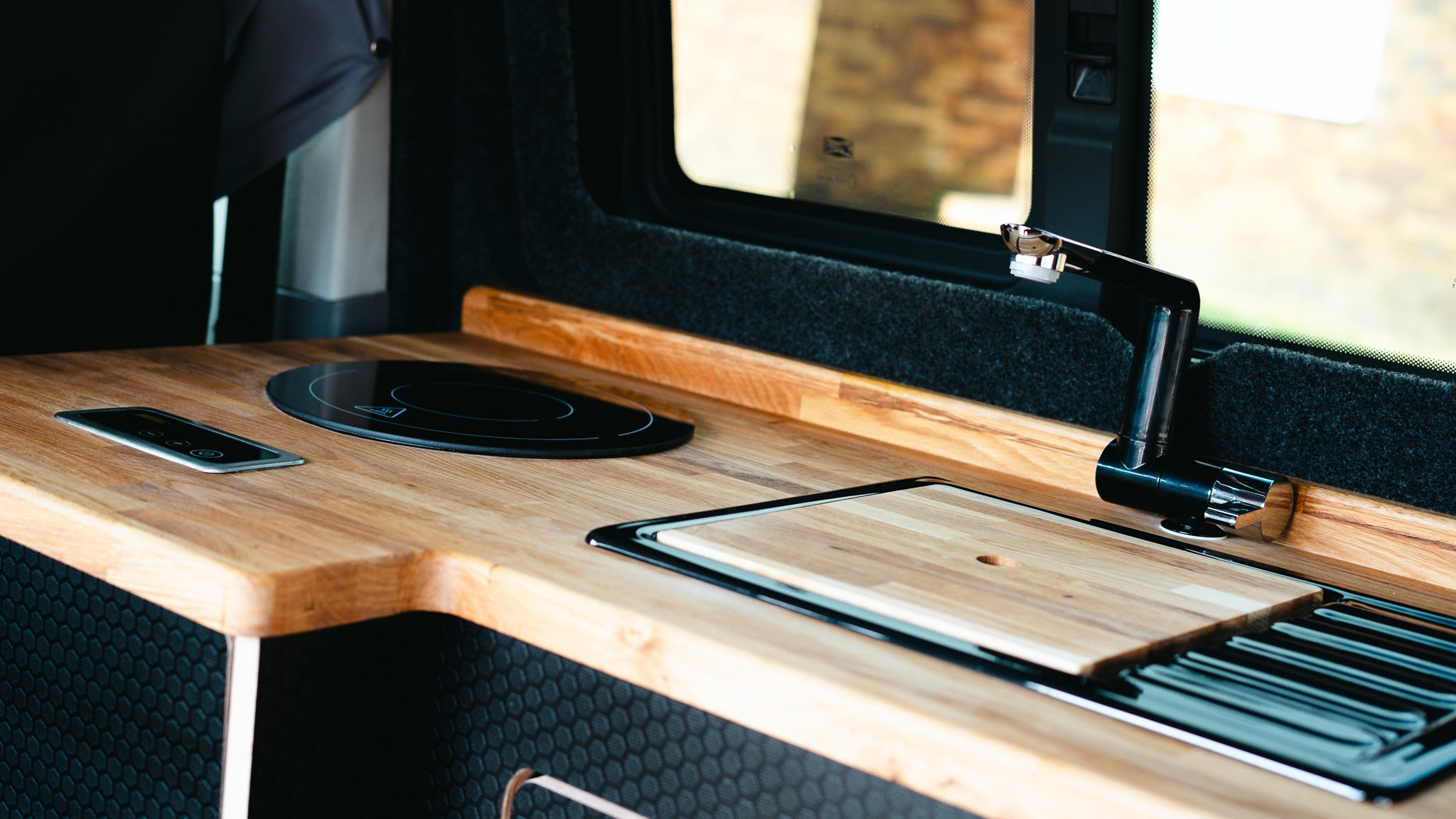 Campervan Black plastic Sink with Black Tap