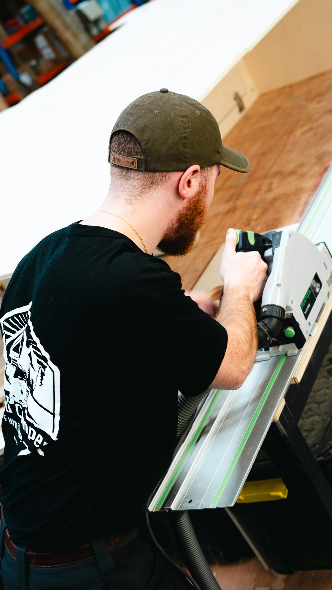 Carpentry work on our bespoke camper conversions, For Volkswagen, Ford Transit,Vivaro. Festool Track Saw