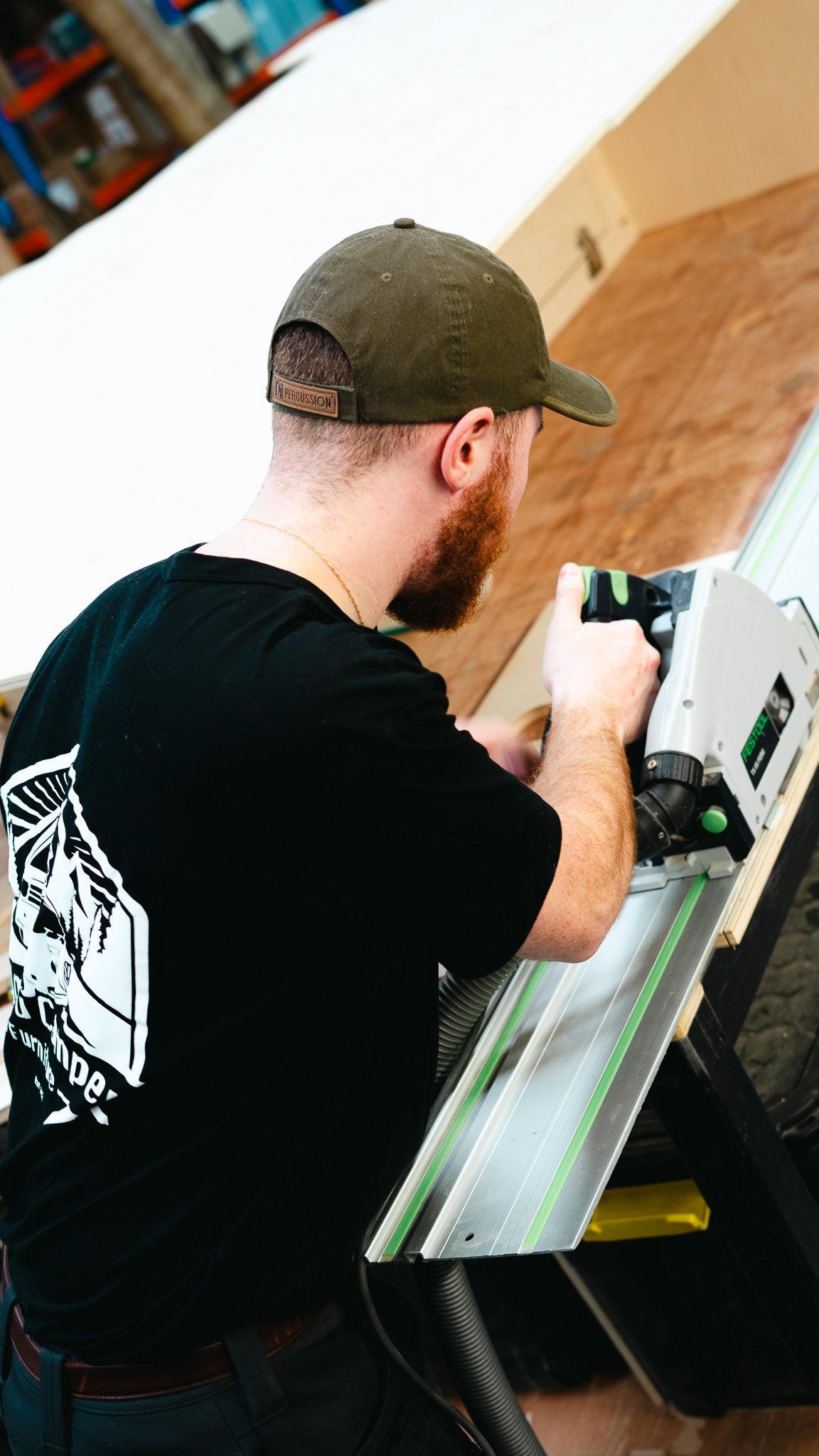 Carpentry work on our bespoke camper conversions, For Volkswagen, Ford Transit,Vivaro. Festool Track Saw