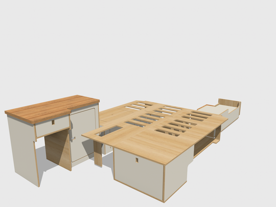 Mountain Range Full Van Setup - Laminated Any Colour & Oak Worktop