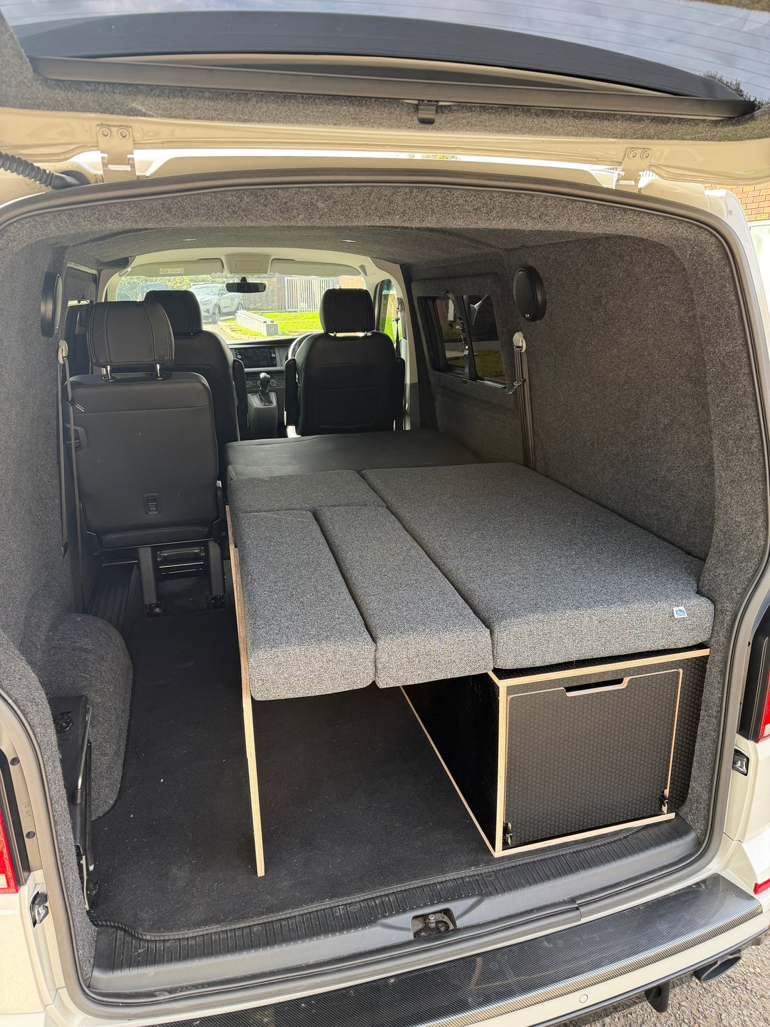 VW Transporter Kombi Single Bench Unit - Pull Out Bed &amp; Kitchen System - Cymru Camper Furniture Site