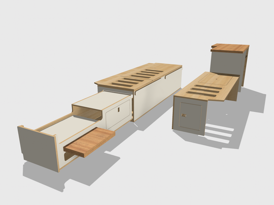 Mountain Range Full Van Setup - Laminated Any Colour & Oak Worktop