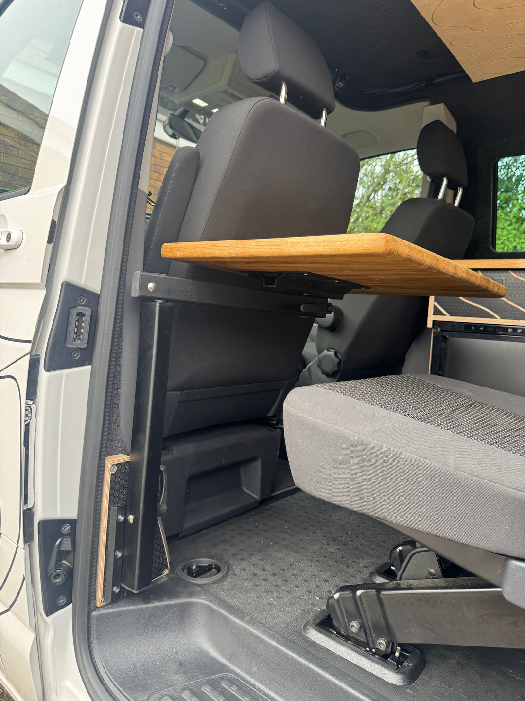 B Pillar Mount Only - Sliding Door 360 Swivel Table - Eat inside or out - Solid Oak - Cymru Camper Furniture Site