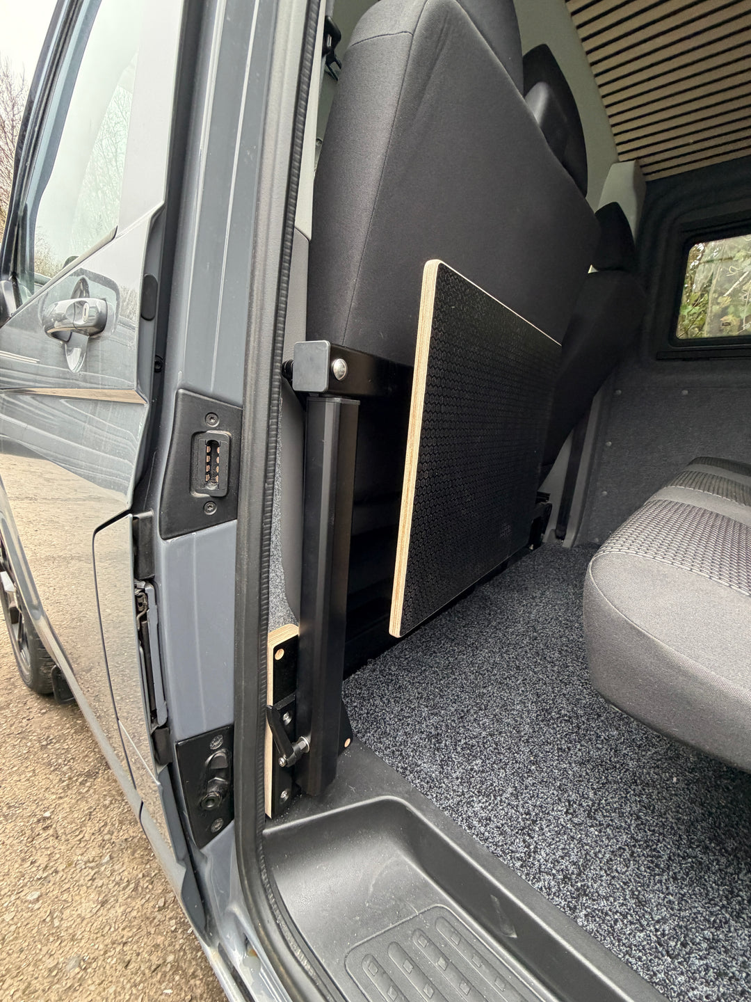 Sliding Door 360 Swivel Table - Eat inside or out - Solid Oak - Cymru Camper Furniture Site