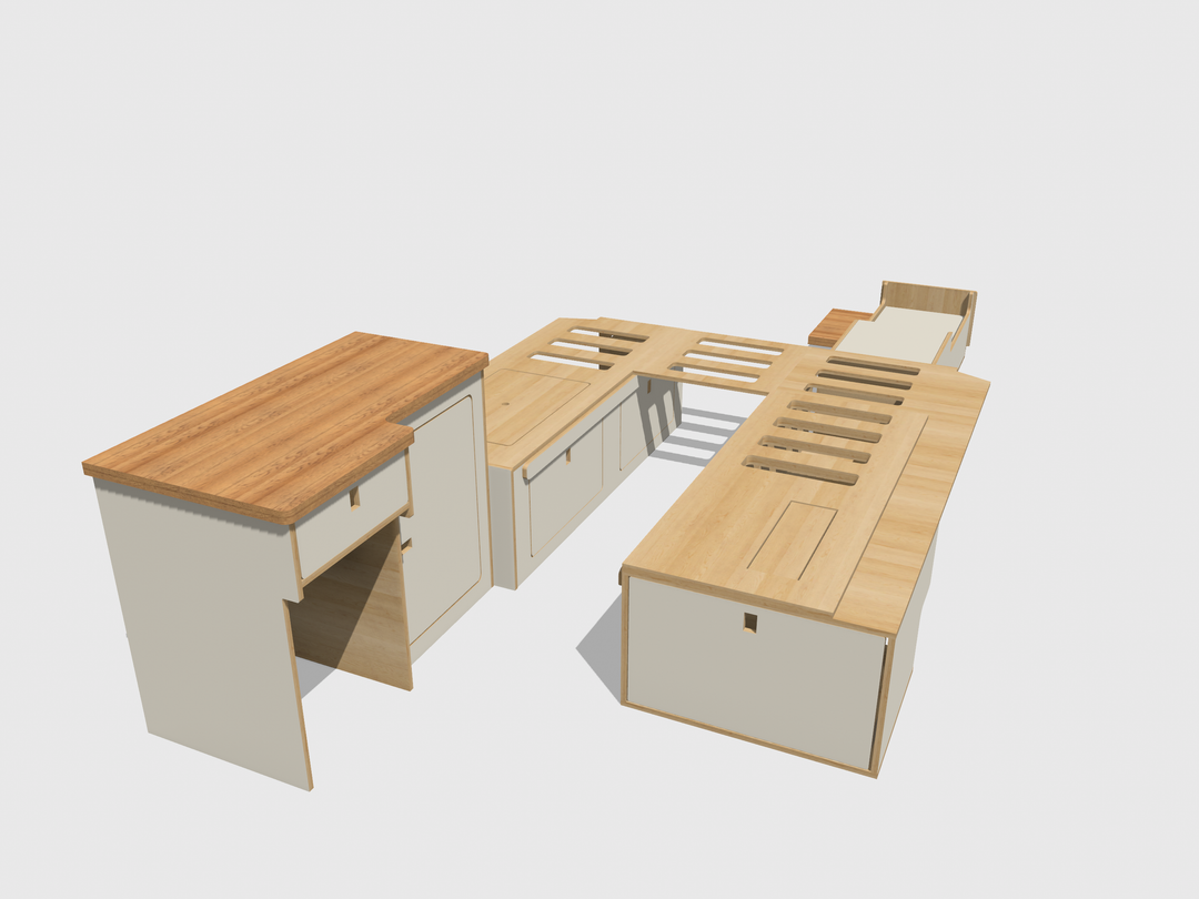 Mountain Range Full Van Setup - Laminated Any Colour & Oak Worktop