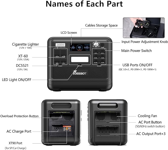 Fossibot F2400 Powerbank - The Ultimate Leisure Battery for your Campervan - Cymru Camper Furniture Site