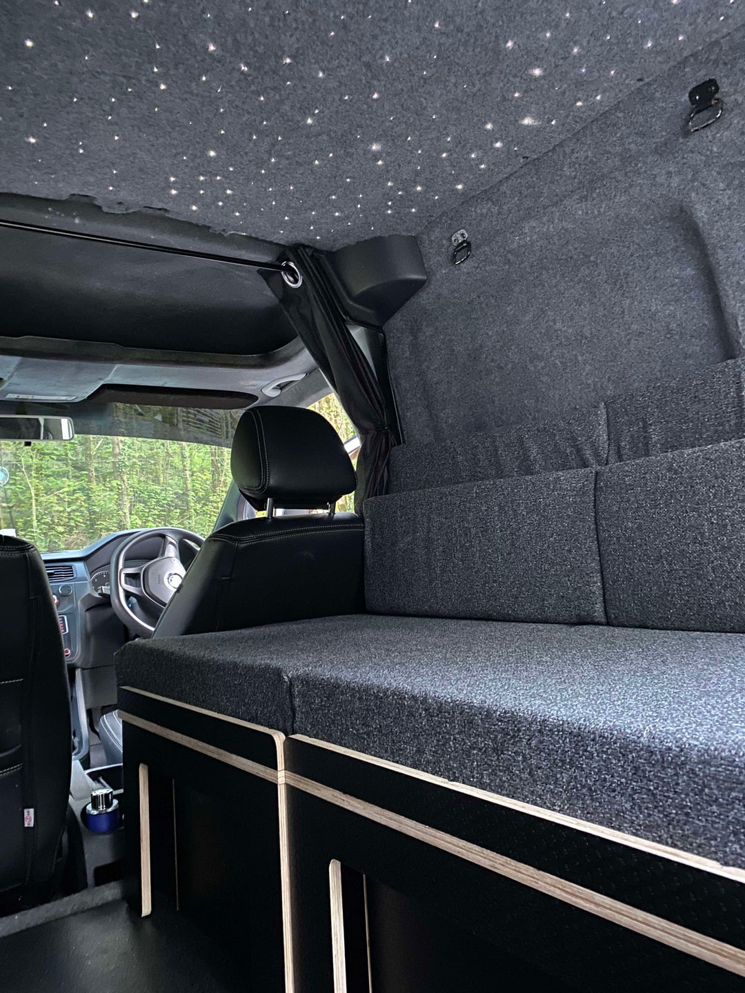 VW Caddy SWB Pull Out Bench / Bed - Hexa Ply finish - Cymru Camper Furniture Site