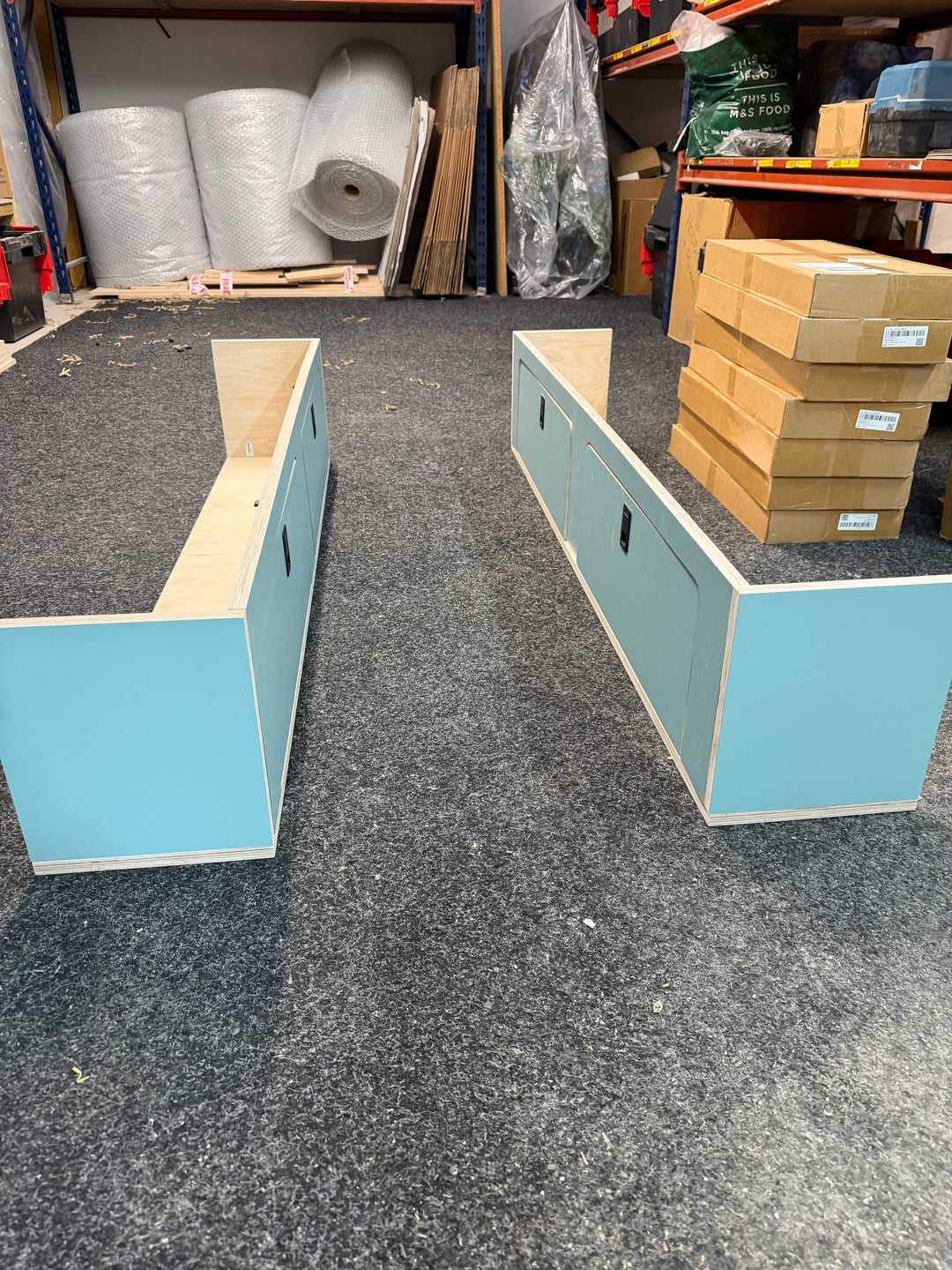 Large Overhead Lockers - 1.4m & 1.3m overhead lockers - Blue/Green laminate
