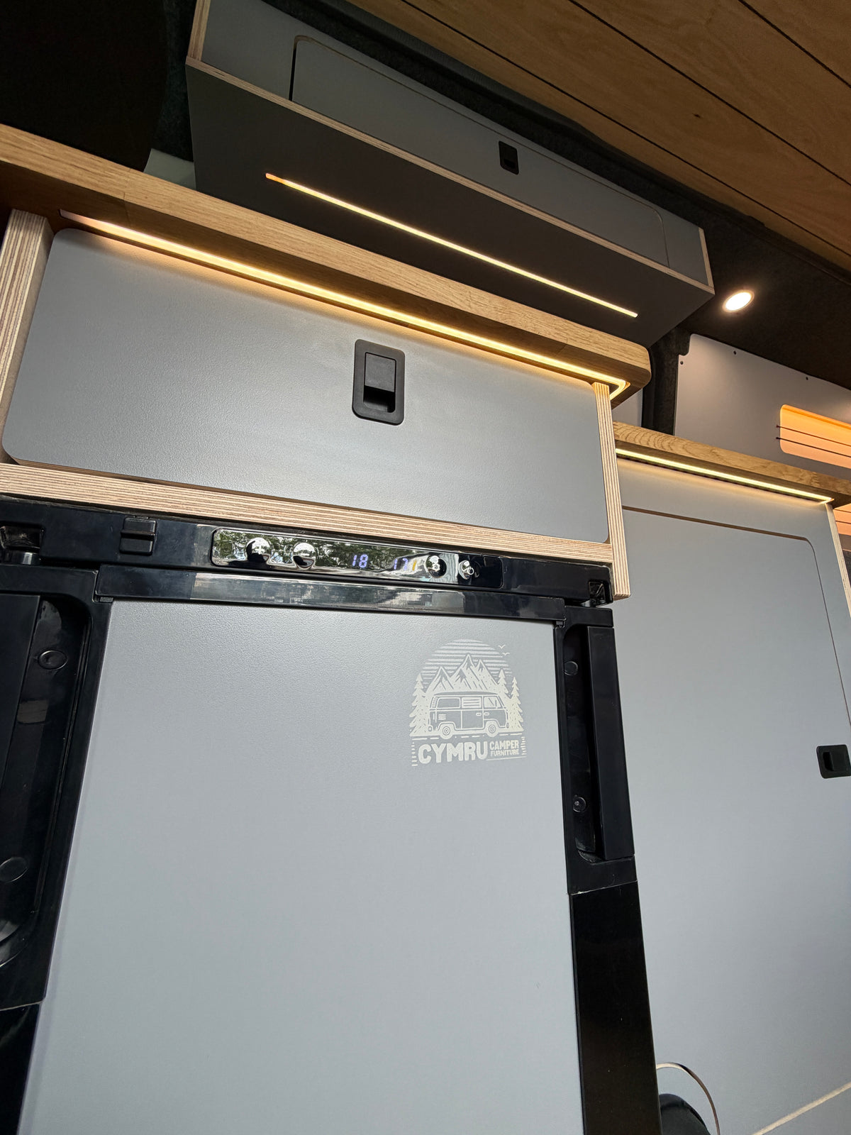 The 'Let There Be Light' Package | Oak Worktop LED Integration - Cymru Camper Furniture Site