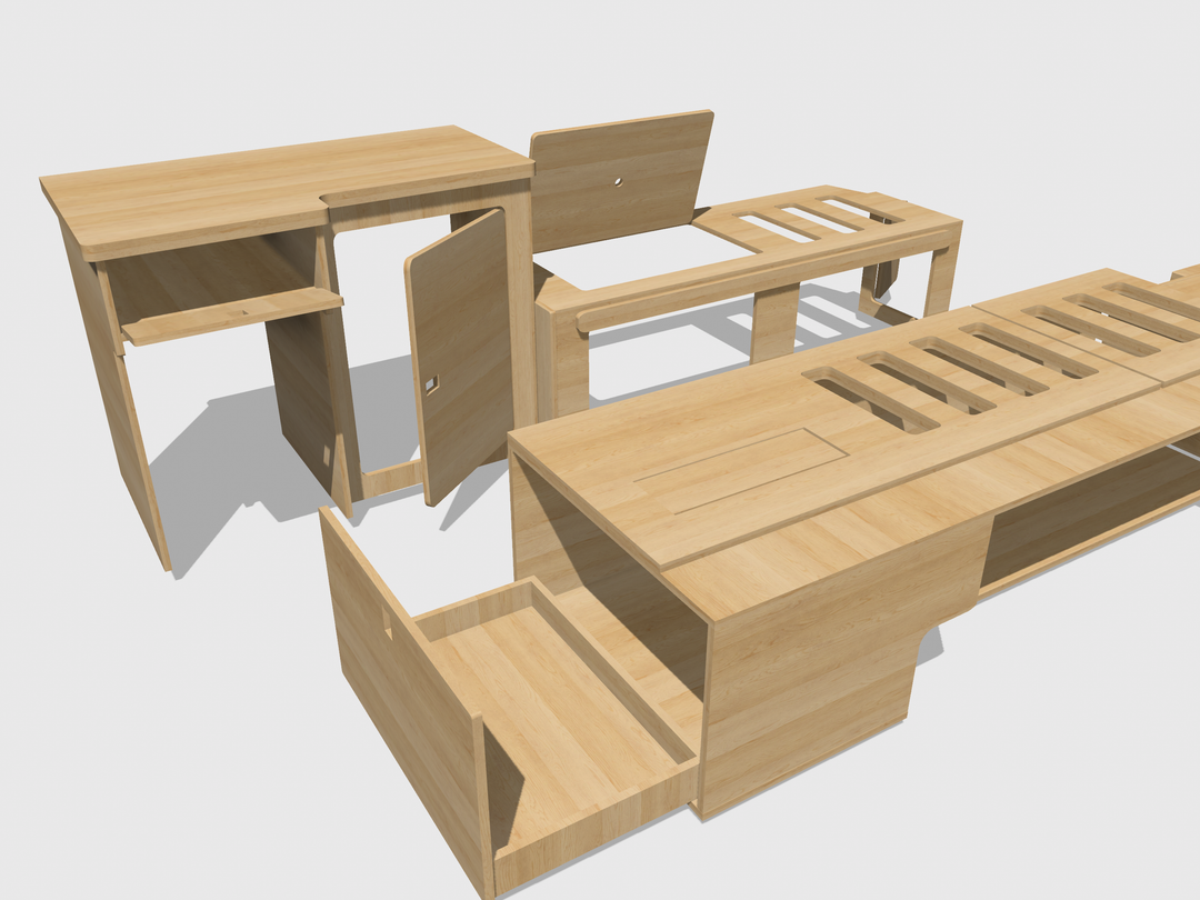 Mountain Range Full Van Setup - Campervan Furniture Bench Seating, Pull Out Kitchen - All Birch Ply