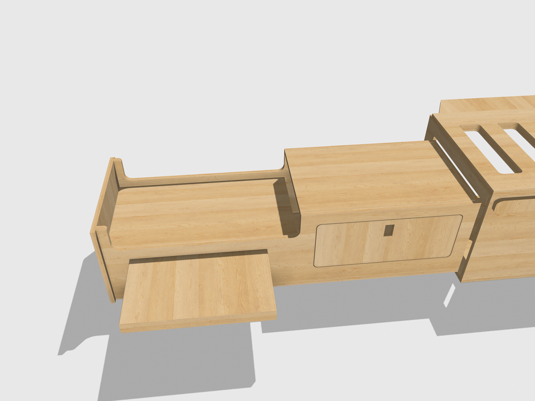 Mountain Range Full Van Setup - Campervan Furniture Bench Seating, Pull Out Kitchen - All Birch Ply