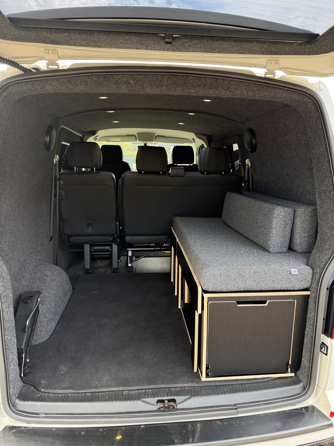 VW Transporter Kombi Single Bench Unit - Pull Out Bed & Kitchen System - Cymru Camper Furniture Site