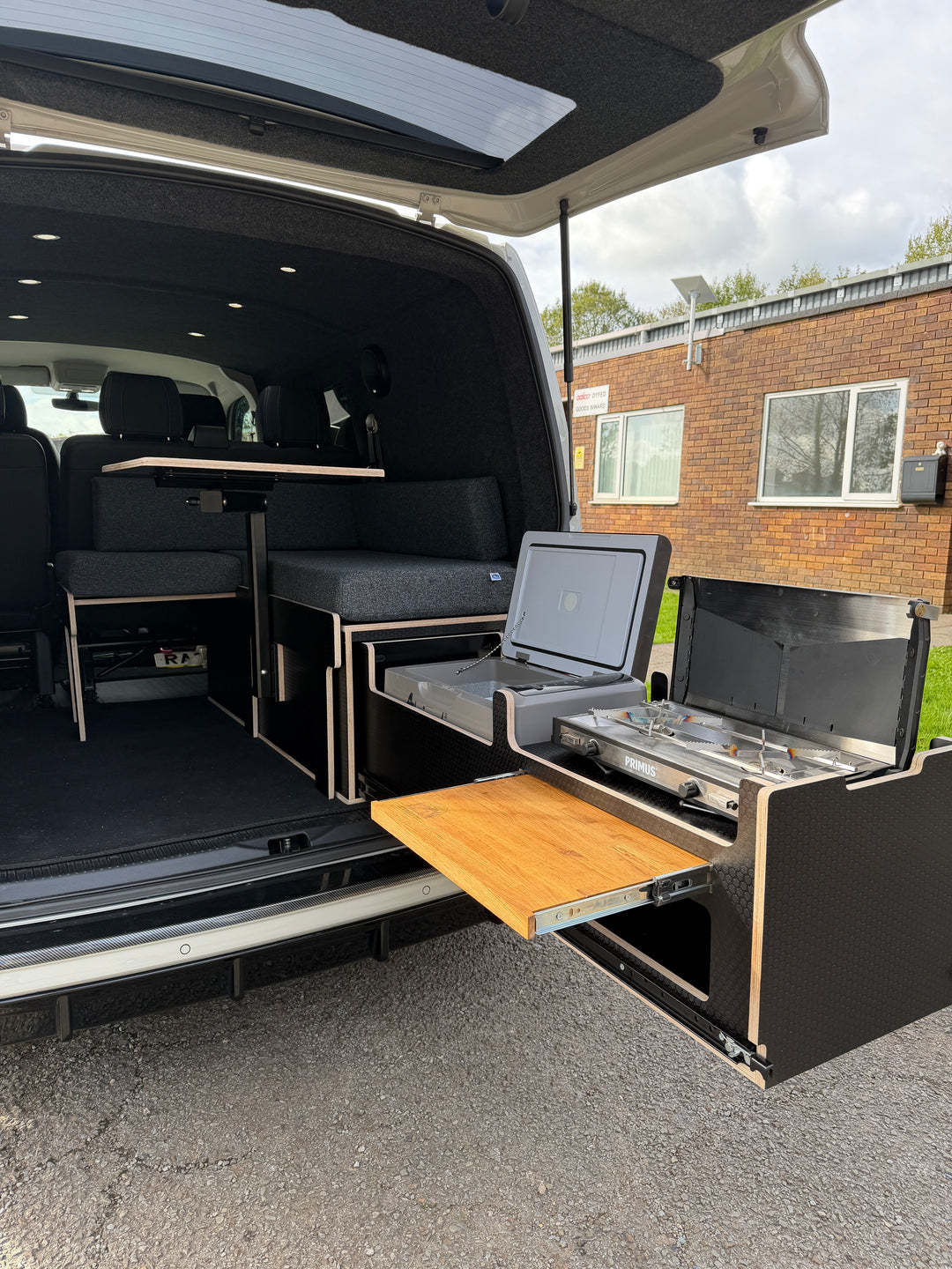 VW Transporter Kombi Single Bench Unit - Pull Out Bed &amp; Kitchen System - Cymru Camper Furniture Site
