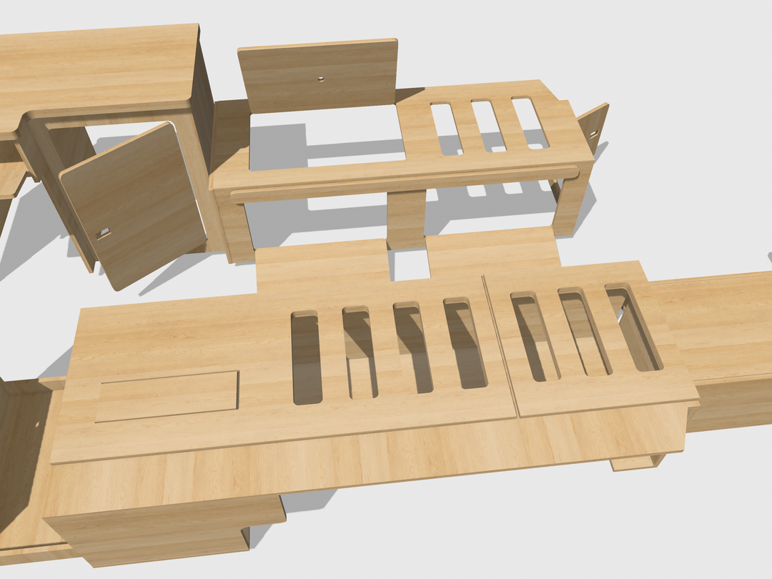 Mountain Range Full Van Setup - Campervan Furniture Bench Seating, Pull Out Kitchen - All Birch Ply