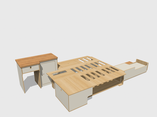 Mountain Range Full Van Setup - Laminated Any Colour & Oak Worktop