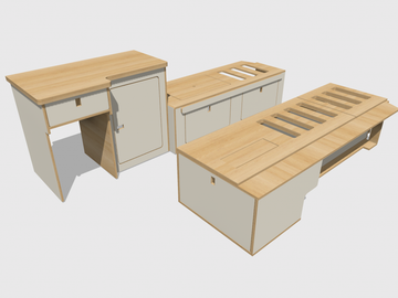 Campervan Furniture – Bench Seating &amp; U-Shaped Interior (1.8m Bed) with Pull-Out Kitchen Unit - Ford Transit Custom (SWB & LWB)