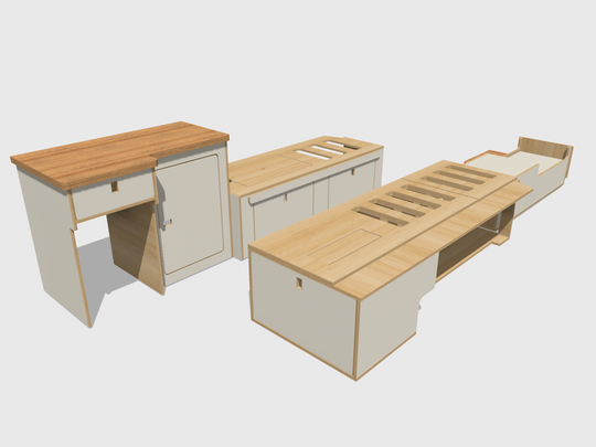 Mountain Range Full Van Setup - Laminated Any Colour & Oak Worktop