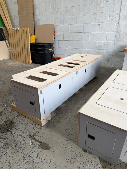 Transporter LWB Bench Style Furniture Bundle - Twin slider upgraded