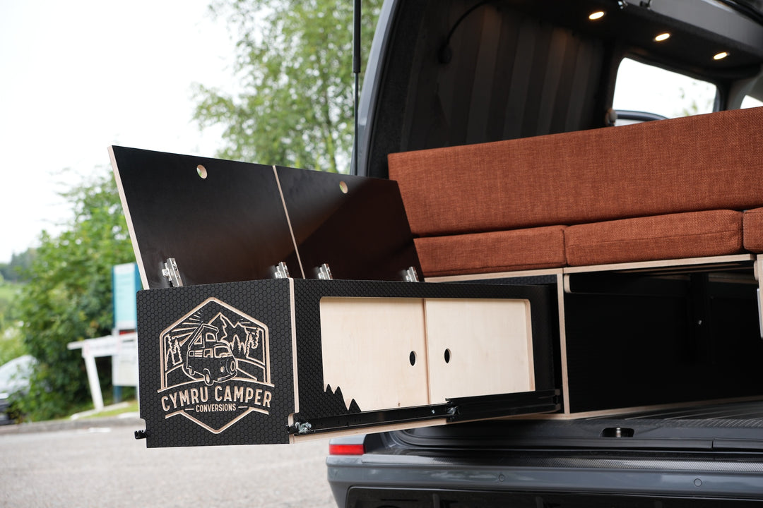 Elite Camper Van Furniture Bundle - Premium Bench Seating, Pull out rear drawer & Kitchen