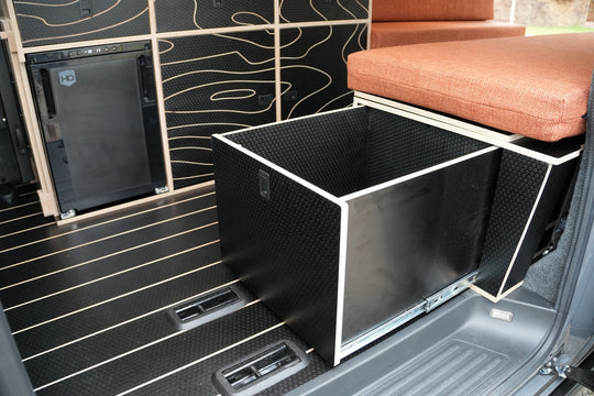Elite Camper Van Furniture Bundle - Premium Bench Seating, Pull out rear drawer & Kitchen