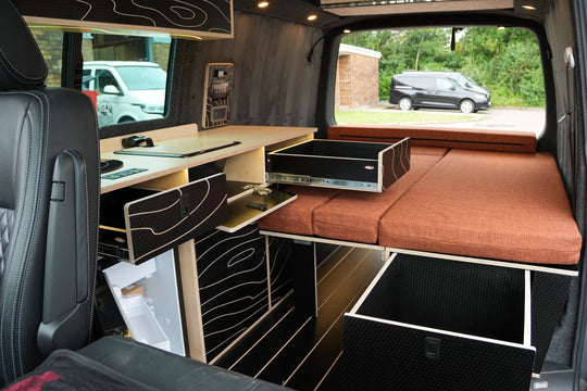 Elite Camper Van Furniture Bundle - Premium Bench Seating, Pull out rear drawer & Kitchen