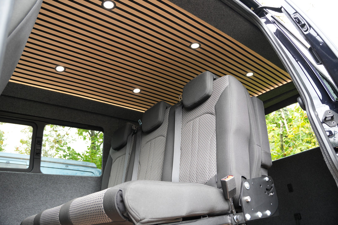 Oak Cladded Halo Roof with 6 LED Spot Lights - SWB & LWB - Cymru Camper Furniture Site