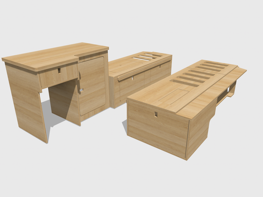 Mountain Range Full Van Setup - Campervan Furniture Bench Seating, Pull Out Kitchen - All Birch Ply