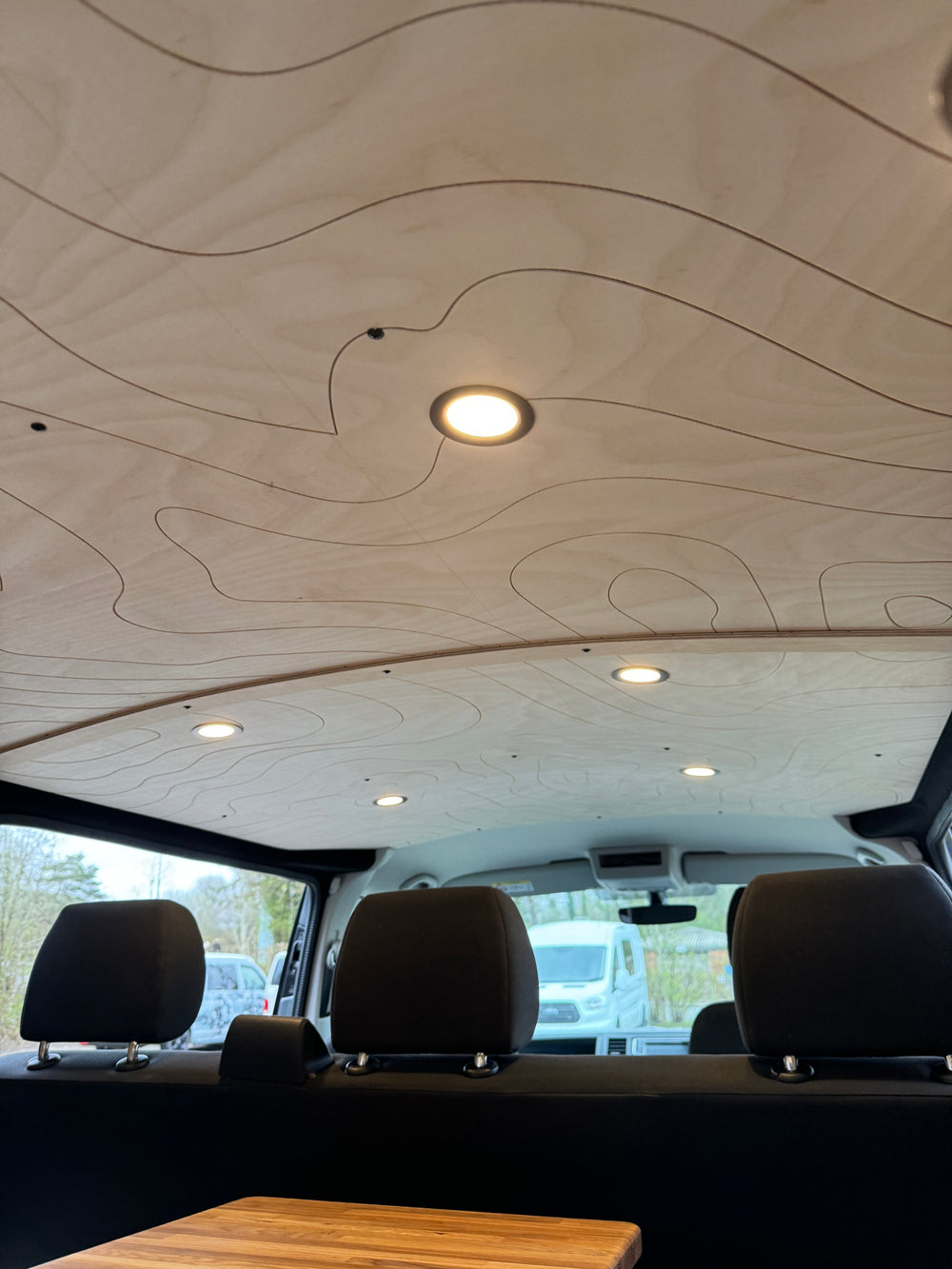 Etched Birch Roof with 6 LED Spot Lights - Cymru Camper Furniture Site