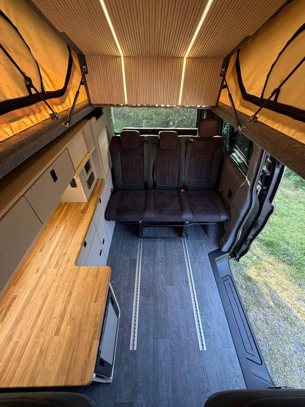 Mobiframe Sliding Rock and Roll bed & Thermal Floor with rails - Cymru Camper Furniture Site