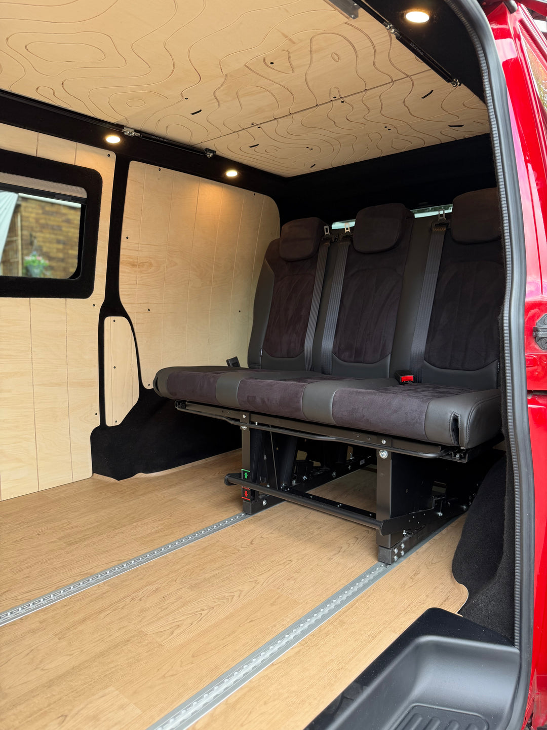 Mobiframe Sliding Rock and Roll bed & Thermal Floor with rails - Cymru Camper Furniture Site