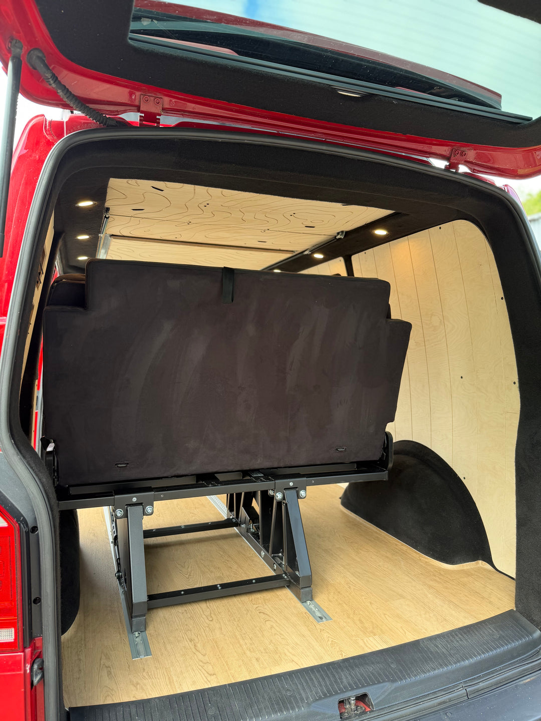 Mobiframe Sliding Rock and Roll bed & Thermal Floor with rails - Cymru Camper Furniture Site