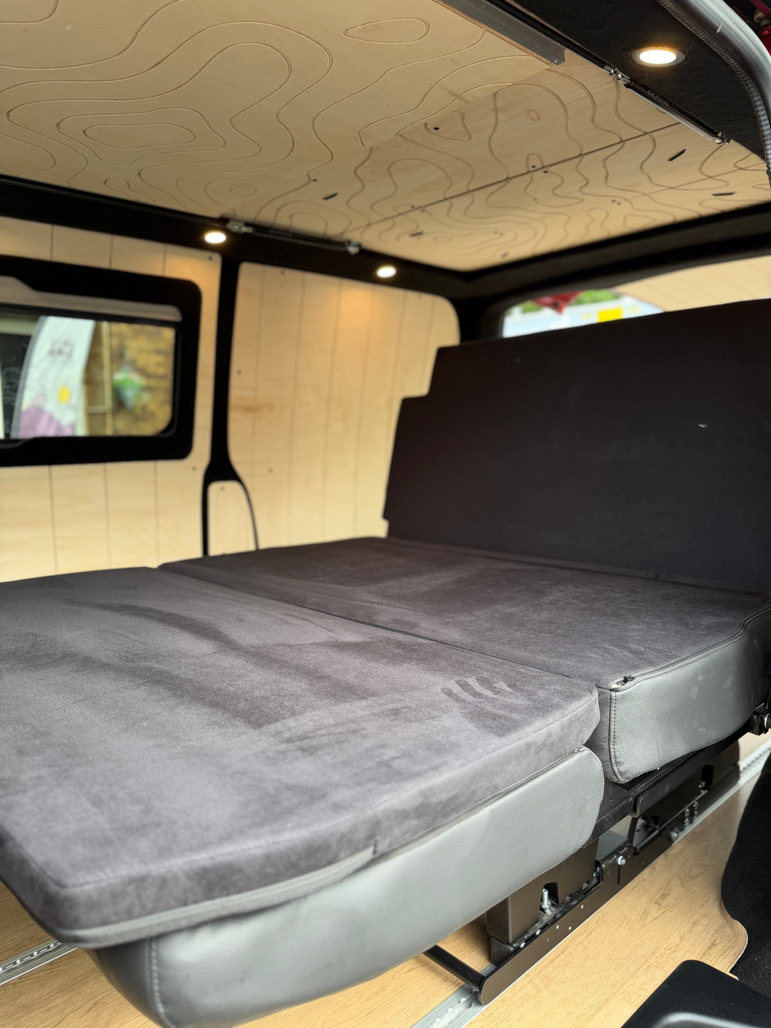 Mobiframe Sliding Rock and Roll bed & Thermal Floor with rails - Cymru Camper Furniture Site