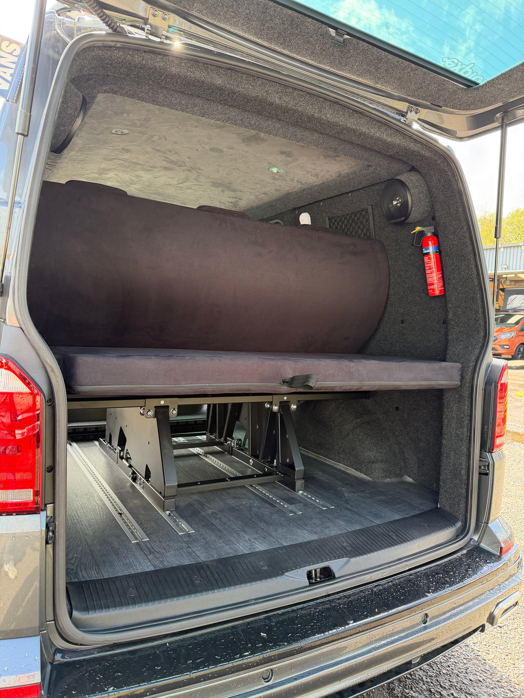 Mobiframe Sliding Rock and Roll bed & Thermal Floor with rails - Cymru Camper Furniture Site