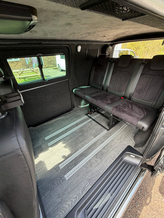 Mobiframe Sliding Rock and Roll bed & Thermal Floor with rails - Cymru Camper Furniture Site